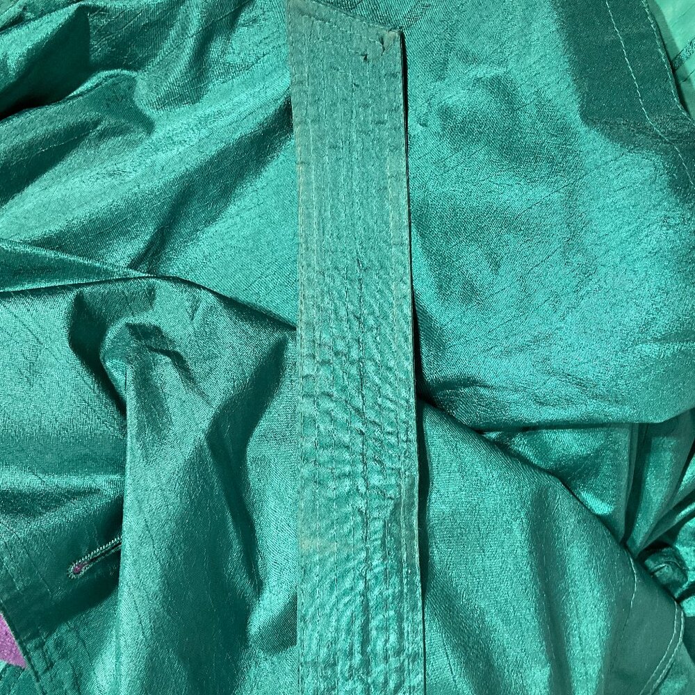 Vintage London Fog Sz 8 Trench in 80s Colors Teal & Purple Womens Coat Retro - Picture 16 of 16